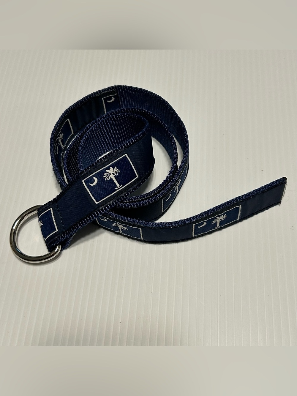 Ribbon Belt SC State Flag Blue Leather Man Small Preppy Old Money Coastal Ivy